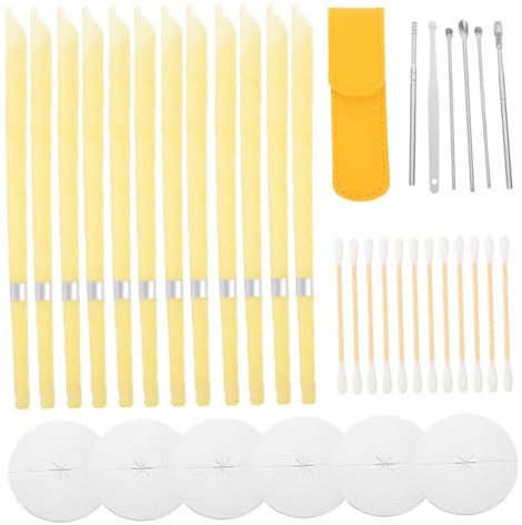 Hemobllo 2sets Candele per Rimozione del Cerume Kit per Pulizia delle Orecchie con Candele Bastoncini di Cotone e Protezione Antigoccia Soluzione Delicata delle Orecchie