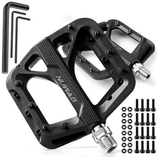 NUWAB Bike Pedals, 9/16 Axle Flat Pedals, Lightweight Cycling Pedals | Non-Slip Bicycle Pedals, Suitable for Most bike
