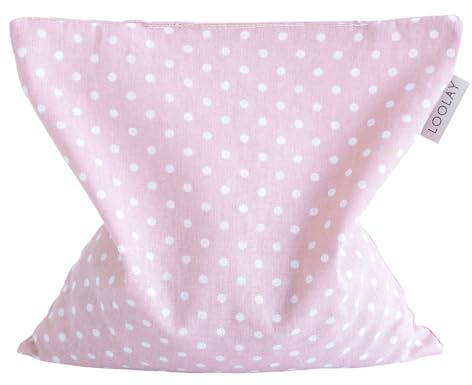 LOOLAY Kirschkernkissen Mikrowelle 20x20 cm – Wärmekissen aus 100% Baumwolle – Kirschkern Kissen Ideal bei Muskelverspannungen oder Menstruationsbeschwerden (pünktchen rosa)