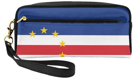 Flag of Cape Verde Small Makeup Bag, Double Sided Pencil CasePU Leather Pouch
