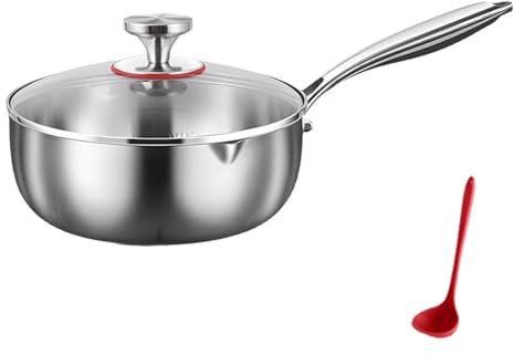 Padella in Titanio Plateful con Coperchio, Casseruola Yukihira in Titanio, Design a Doppio Beccuccio, Antigraffio, Non Rivestito, Adatto a Tutti i Tipi di Fornelli (18cm)