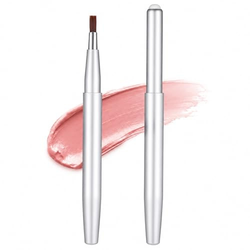 2 Pcs Retractable Lip Brush, Lipstick Gloss Brushes with Cap, Lip Makeup Brush Applicator for Women Lipsticks, Lipgloss, Eyeshadow