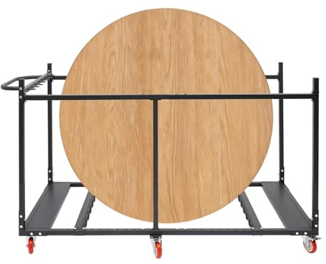 Folding Table Cart with 6 Casters, Heavy Duty Table Trolley with Adjustable & Detachable Design, Black Steel Tables Dolly for 8-12PCS Rectangular, Round Folding Tables, 33 L x 75 W x 39 H
