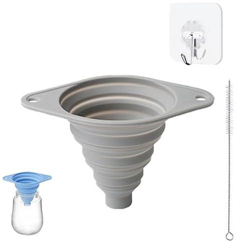 Embudo plegable, embudo de cocina de silicona suave, boca ancha duradera, embudos para llenar botellas o contenedores, transferir agua o polvo (gris, embudo plegable)