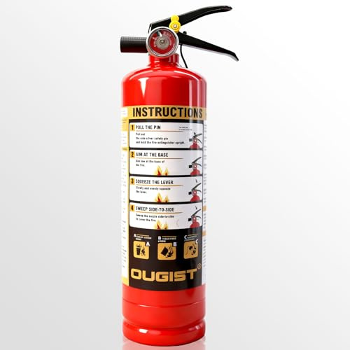 Ougist ABC Fire Extinguisher for Home & Vehicle, 900g Dry Powder for Kitchen, Car, Garage & Boat, Compact Fire Safety Protection