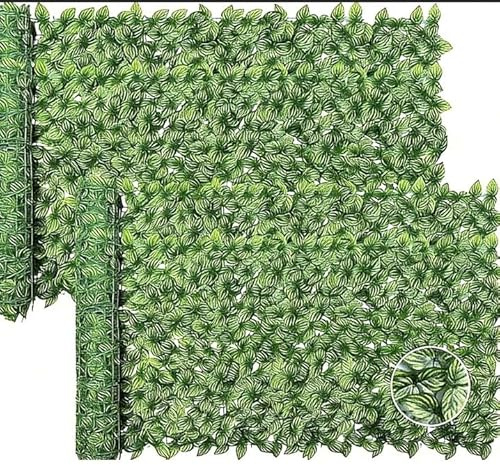Sichtschutzwand aus künstlichem Efeu, Sichtschutzwandpaneel für den Garten mit Ranken- und Blätterdekor, UV-beständig, verdeckt unansehnliche Mauern und Zäune