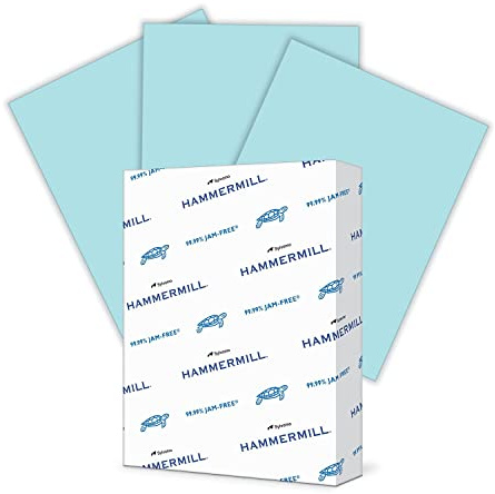 Hammermill Colored Paper, 20 lb Blue Printer Paper, 8.5 x 11 - Made in the USA, Pastel Paper, 103309R - 1 Ream (500 Sheets)