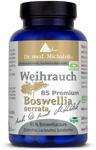 Weihrauch - Dr. med. Michalzik - Boswellia serrata - 400 mg je Kapsel, 100% indischer Weihrauch, Boswelliasäure 85% hochdosierte Weihrauchtabletten - ohne Zusatzstoffe von BIOTIKON®