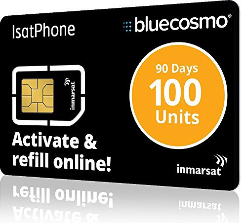 BlueCosmo IsatPhone 100 Unit Global Prepaid Satellite Phone Service SIM Card - 90 Day Expiry - No Activation Fees - Voice & SMS Text Messaging