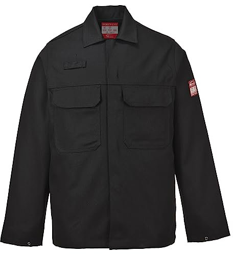 Portwest BIZ2 Giacca Da Lavoro Resistente Alle Fiamme Bizweld FR Per Uomo Nero, XL