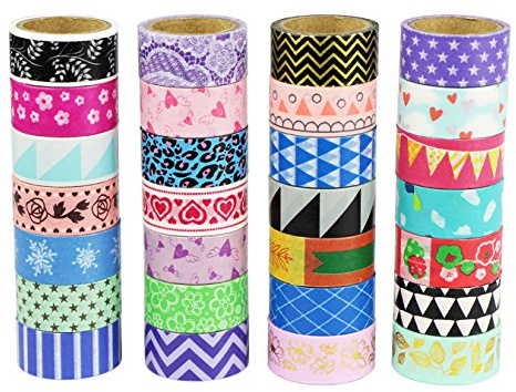 UOOOM Washi Tape Set Masking Tape dekorative Klebeband bunt Klebebänder DIY Scrapbooking Deko Basteln Kunstwerk (10 x Patterns)