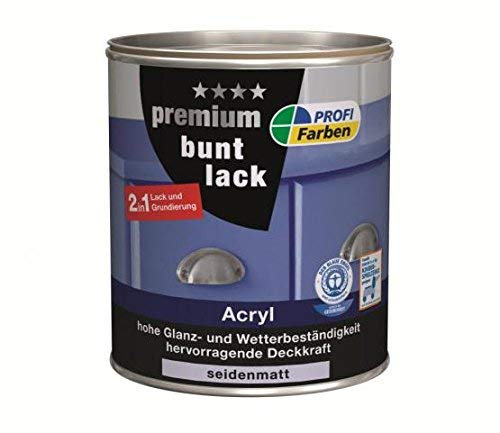 Profi Farben Premium Buntlack 2in1 Acryl Seidenmatt 375 ml Farbwahl, Farbe (RAL):RAL 6002 Laubgrün