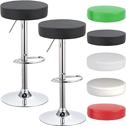 Beltom® 2 SGABELLI da Bar E Cucina con PENISOLA Regolabili in Altezza Sedia Girevole per PIZZERIE Pub RISTORANTI Hotel Soggiorno Ufficio - Modello Star - X2-Nero