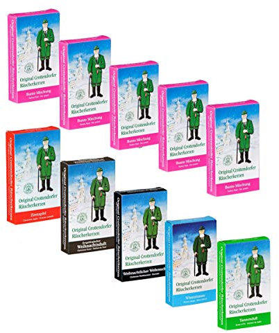 Crottendorfer Räucherkerzen Original Crottendorfer Räucherkegel – 10 x 24 Sparpack Mix A, 10 Stück