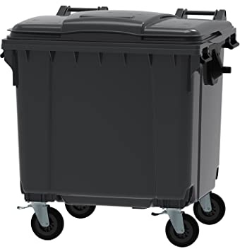 Office Needs Direct Grey Wheelie Bin Polyethylene 1100 Litre Wheeled Recycling Waste Bin