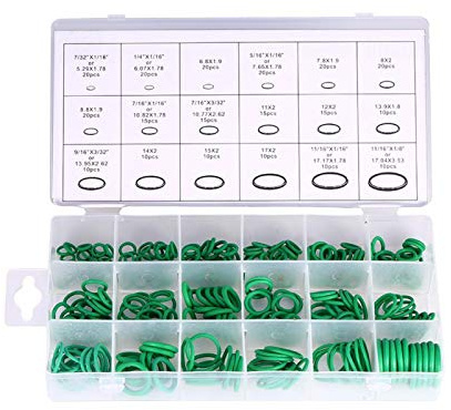Aramox 270-teiliges O-Ring Sortiment, 18 Größen, Grüne Gummidichtungen für Tür und Fenster, Dichtungsringe Set
