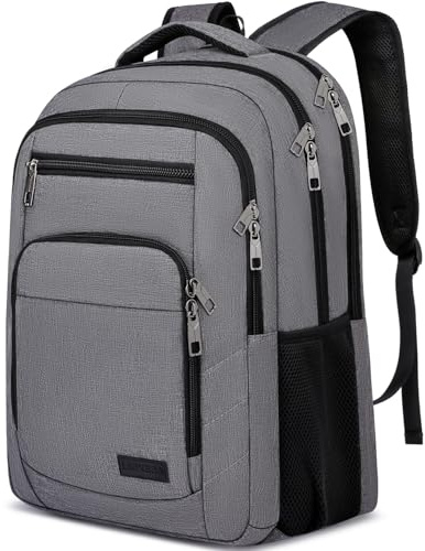 Liokesa School Backpack, Large Backpack for Teen Boys, Business Slim Laptop Backpack with USB Charging Port, 15.6 Inch Water Resistant High School Bookbag, College Computer Bag for Men, Grey