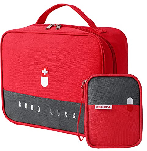 TOPJOWGA Medikament Tasche, 2 Stück Wasserdichte Große Kapazität Notfalltasche, Tragbare Erste-Hilfe Sets, Medizinbox, Erste Hilfe Tasche,Tragbar Medikamenten Aufbewahrung für Home Reisen Büro