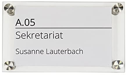EH Design Türschild/Wandschild aus Acryl I Transparent klare Abdeckung, Büroschild zum selbst beschriften, Infoschild für Wandmontage I inkl. Befestigungsmaterial (100 x 170 mm Gold)