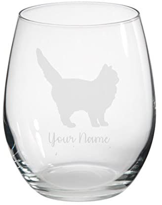 Personalised Siberian Cat Engraved Stemless Tumbler Glass, Gift for Women, Gift for Men, Cat Gift