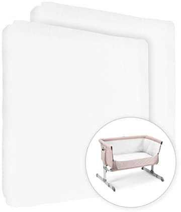 2X Jersey 100% Baumwolle Spannbettlaken für Babybettmatratze 83x50 cm (Weiß)