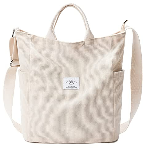 KALIDI Corduroy Hobo Bag Totes Bag Handbag Crossbody Bag Large Capacity Shoulder Bags with Zipper for Women Ladies Girls School,College,Shopping,Work