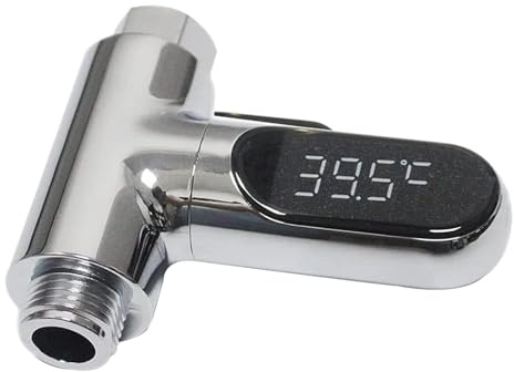 Ipalmay LED Digital Baby Bath Water Thermometer, 360° Rotating Screen Real-Time Water Flow Temperature Monitor, Self-Generating 0~100℃ for Kids Elderly Pets