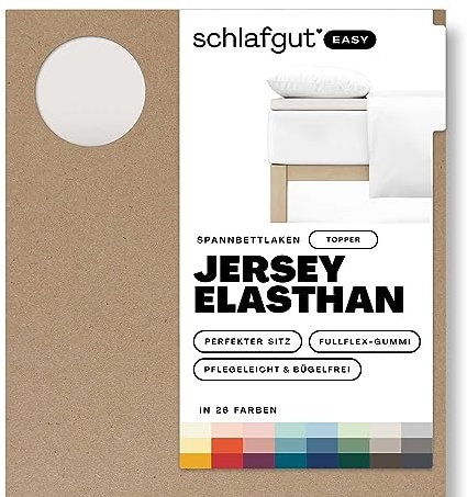 Schlafgut Easy Jersey Elasthan Topper Spannbettlaken 90x190 bis 100x220 Sand Light, Spannbetttuch aus superweicher Baumwolle mit Elasthan
