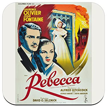 Untersetzer aus Kork – Altes französisches Poster von Rebecca Retro, Kino-Poster, Vintage, 6 Stück (95 x 95 mm)