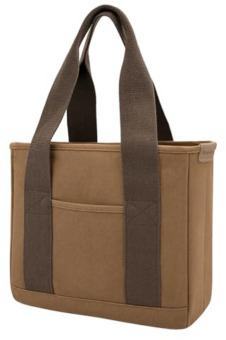 TeeYee Damen Mittelgroß Handtasche Canvas Satchel Tote Bag Schultertasche Shopper für Bücher Alltag Arbeit kaffee