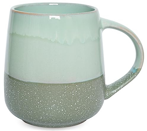 Bosmarlin Extra Large Ceramic Coffee Mug, 23 Oz, Dishwasher and Microwave Safe, Oversized Big Tea Cup for Office and Home, Reactive Glaze (Green)