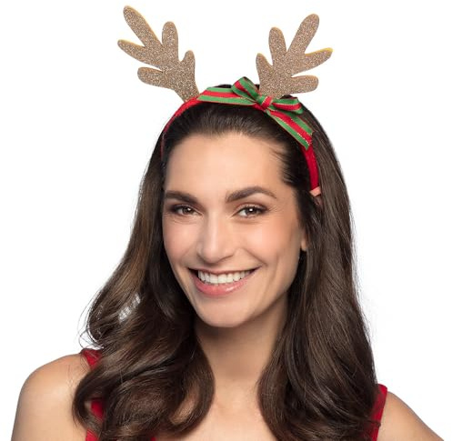 Boland - Haarreif Golden Reindeer | Diadem für Weihnachten, Kostüme, Festival und Karneval, Rentier, Reh, Hirsch