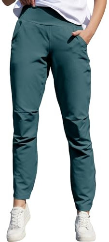 Boyzn Damen Elastische High Waisted Lounge Hose, UPF 50+ Sonnenschutzhose, Leichte Athletic Hose Cyan Gray-XS