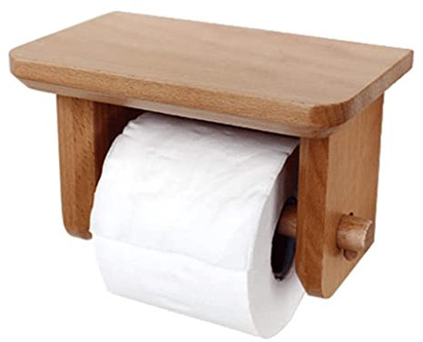 BKEKM Toilettenpapierhalter Papierhandtuchhalter Papierhandtuchspender aus Holz Wandmontage mit Regalen Handtuchspender Serviettenhalter Rack Mode