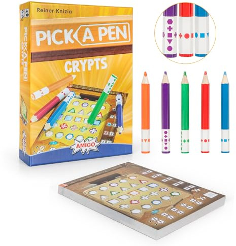 Amigo Games Pick a Pen Crypts – Highly Innovative Roll & Write Dice Game – Score Points by Completing The Most Rows & Columns – Perfect for Family Game Night - Kids & Adults Ages 8+