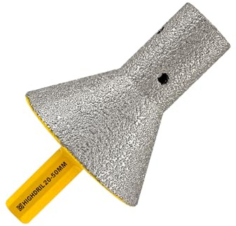 HIGHDRIL Diamant Fasenfräser - Diamant Senkfräser für 20-50mm Lochvergrößerung, Formgebung, Beschneiden in Porzellan, Keramik, Fliesen, Granit, Marmor, Quarz (Sechskant-Schaft)