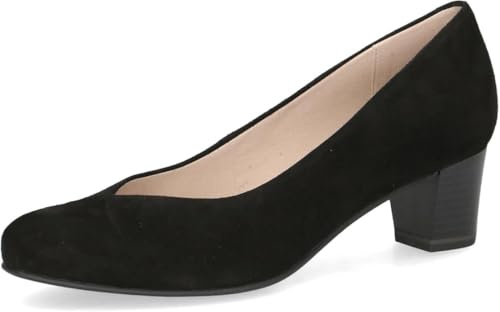 Caprice Escarpins Femme en Cuir à Talon Bloc, Noir (Black Suede), 40 EU