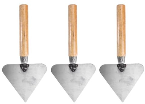 Kids Tools 3Pcs Stainless Steel Trowel Plaster Trowel Triangle Concrete Trowel Bricklaying Trowel Masonry Tools with Wood Handle Kids Play Sets Shovel