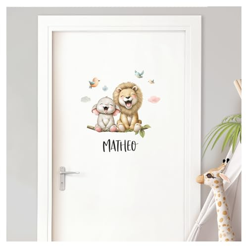 Little Deco Türsticker Löwe & Elefant mit Wunschname DL5062 mit Name/with Name