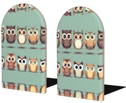 Niedliche Holz-Buchstütze mit Cartoon-Eulen, rutschfeste Schaumstoff-Pad, Holz-Buchstopper, rutschfeste Buchstützen für Zuhause, Büro, Bücher