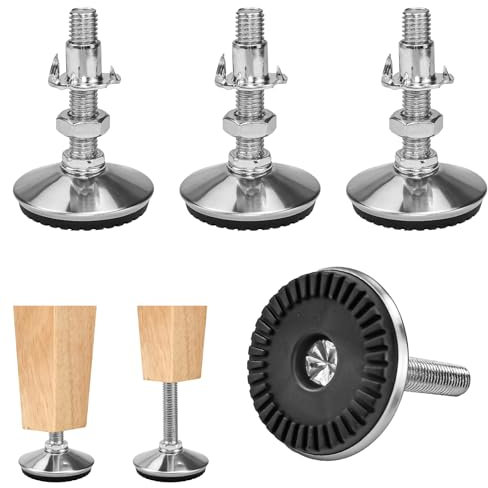 NAROSEBE 4 Pcs Patas Niveladores Muebles M10 x 50mm Carga 450kg Tornillos Niveladores Patas Regulables para Muebles Pies con Tuerca Nivelador Patas m10 para Mueble Mesa Sofa Cama Terraza/Talleres