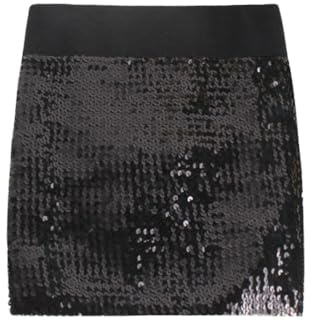 FFWTPY Jupes Femme à Paillettes Scintillantes Mini Taille Haute Elastique Scintillante Sexy Pretty Skater Skirt Costume Rave pour Fête Halloween Carnaval Costume (Noir)