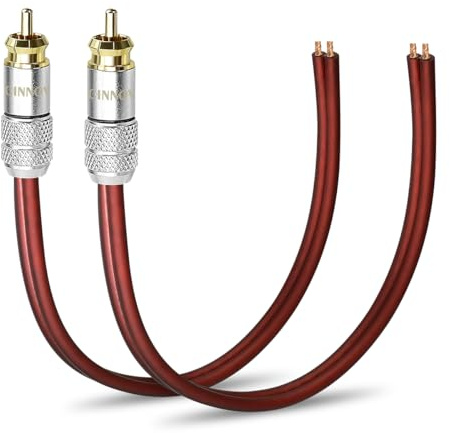 UCINNOVATE 2 Pack Cinch Kabel, 2 X 30cm 14AWG OFC Lautsprecherkabel RCA Audio Stecker Buchse Adapter auf blanken Draht Reparaturkabel für Verstärker, Receiver, Lautsprecher, Video