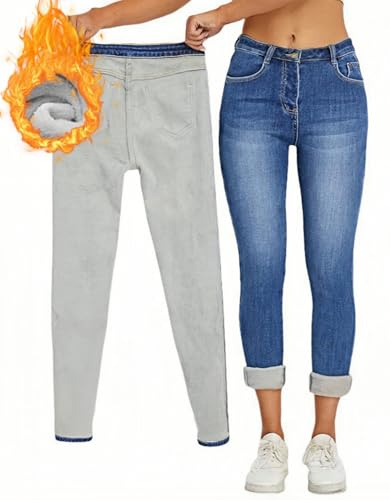 LuminBlaze Jeans Felpati Donna Denim Imbottiti Termici Invernali Jeans Skinny Vita Alta Elasticizzati
