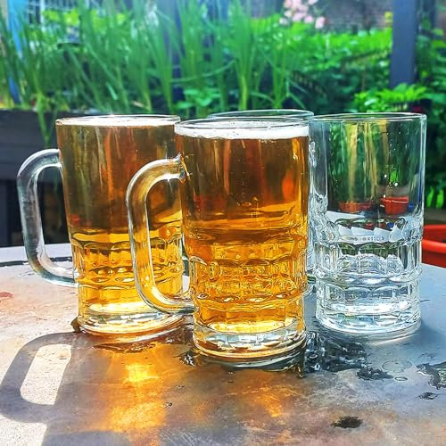 Juego de 4 jarras de cristal de media pinta – Elegantes vasos para bar y hogar – Ideal para verano y fiestas