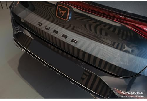 Avisa Matt-Schwarz Edelstahl Heckstoßstangenschutz kompatibel mit Seat Leon Sportstourer inkl. FR / Cupra Leon Sportstourer 2020-2024 & Facelift 2024- 'Ribs', Mattschwarz