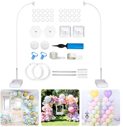 8,2 FT arco regolabile con supporto, metà palloncino arco telaio per compleanno, matrimonio, baby shower party (bianco)