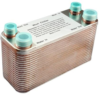 VCHICS Wärmetauscher, 20/30/40 Platten Homebrew Würzekühler Wärmetauscher Bierbrauen, 304 Edelstahl Gegenstrom-Gartenschlauch Schnelle Kühlung Für Fußbodenheizung, Warmwasserbereitung(40 Plate)