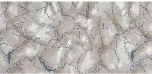 SaRani Tappeto Fantasia Marmo Guida Passatoia Corsia Runner da Cucina Corridoio Flessibile Tagliabile Gomma Antiscivolo (Beige, 400x50 cm)