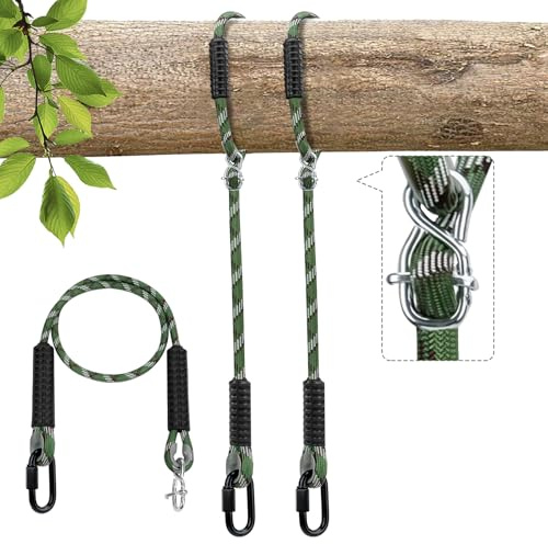 2er Schaukel Befestigung Seil Hängematte, 120cm Verstellbares Schaukelseil Aufhängung Hängesessel Set mit Karabiner Outdoor Spielplatz Schaukel Baum Schaukel Nest Aufhängung, Durchmesser 12cm/453kg